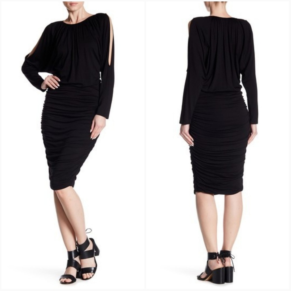 Vince Camuto Cold Shoulder Ruched Dress